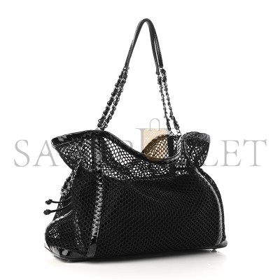 CHANEL PATENT NET LARGE LA MADRAGUE TOTE BLACK 1124296 (36*34*12cm)