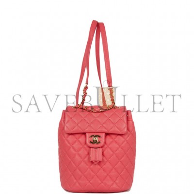 CHANEL MINI URBAN SPIRIT BACKPACK ROSE LAMBSKIN GOLD HARDWARE (22*17*8cm)
