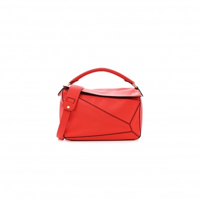 LOEWE CALFSKIN MEDIUM PUZZLE BAG SCARLET (28*18*12cm)