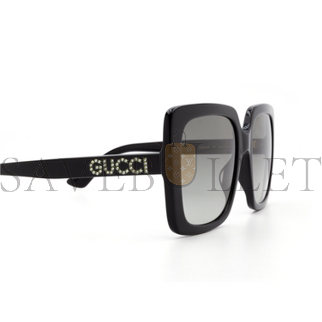 GUCCI BLACK SQUARE CRYSTAL LOGO SUNGLASSES GG0418S GUCCI BLACK SQUARE CRYSTAL LOGO SUNGLASSES GG0418S