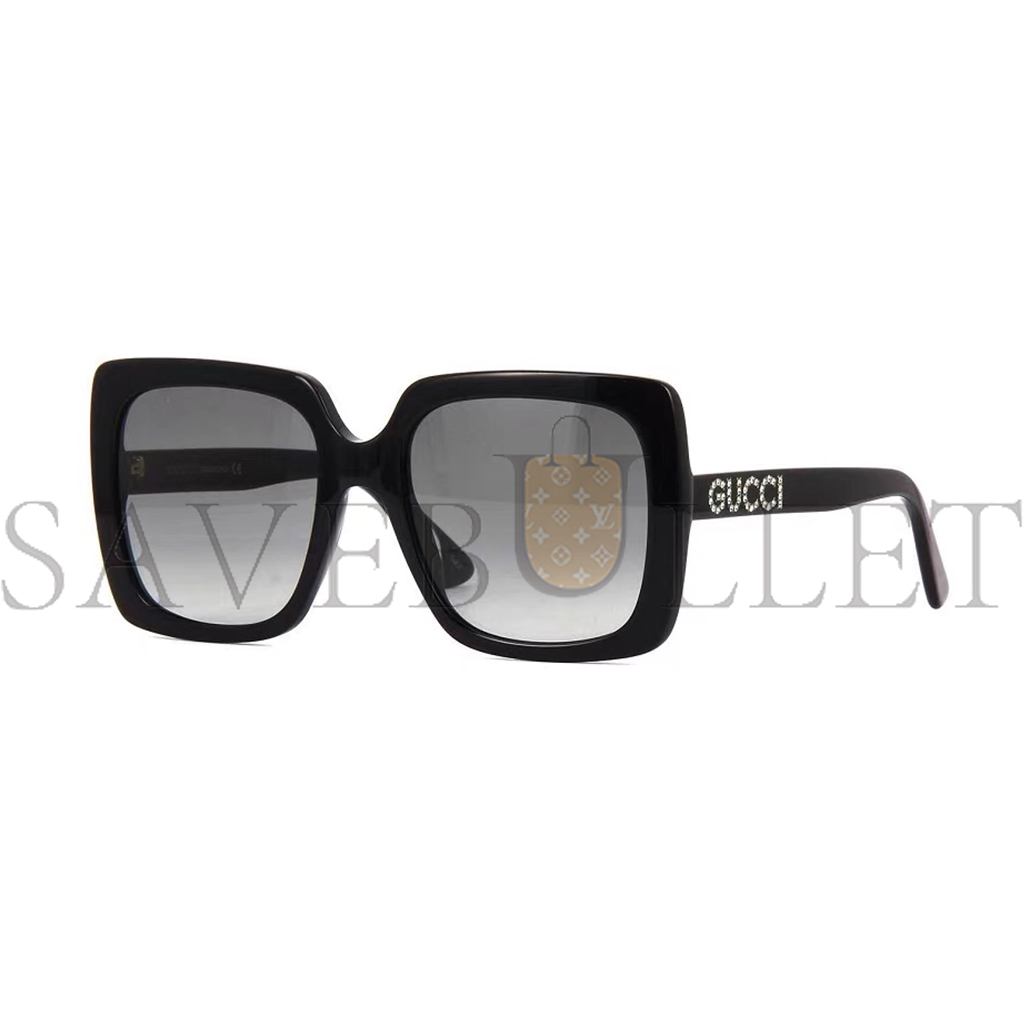 GUCCI BLACK SQUARE CRYSTAL LOGO SUNGLASSES GG0418S GUCCI BLACK SQUARE CRYSTAL LOGO SUNGLASSES GG0418S