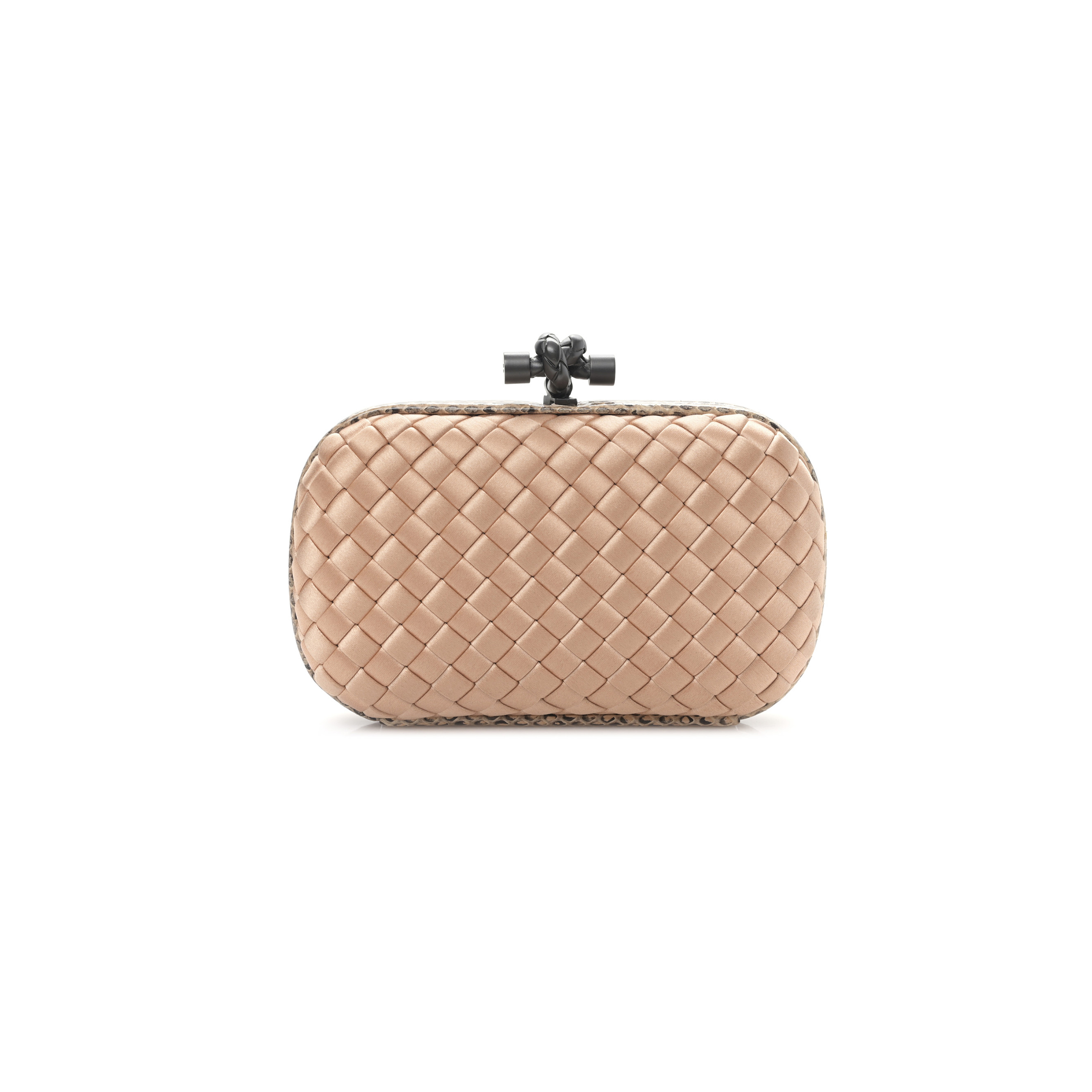 BOTTEGA VENETA SATIN INTRECCIO IMPERO AYERS KNOT CLUTCH FLAMINGO (19*13*5cm)