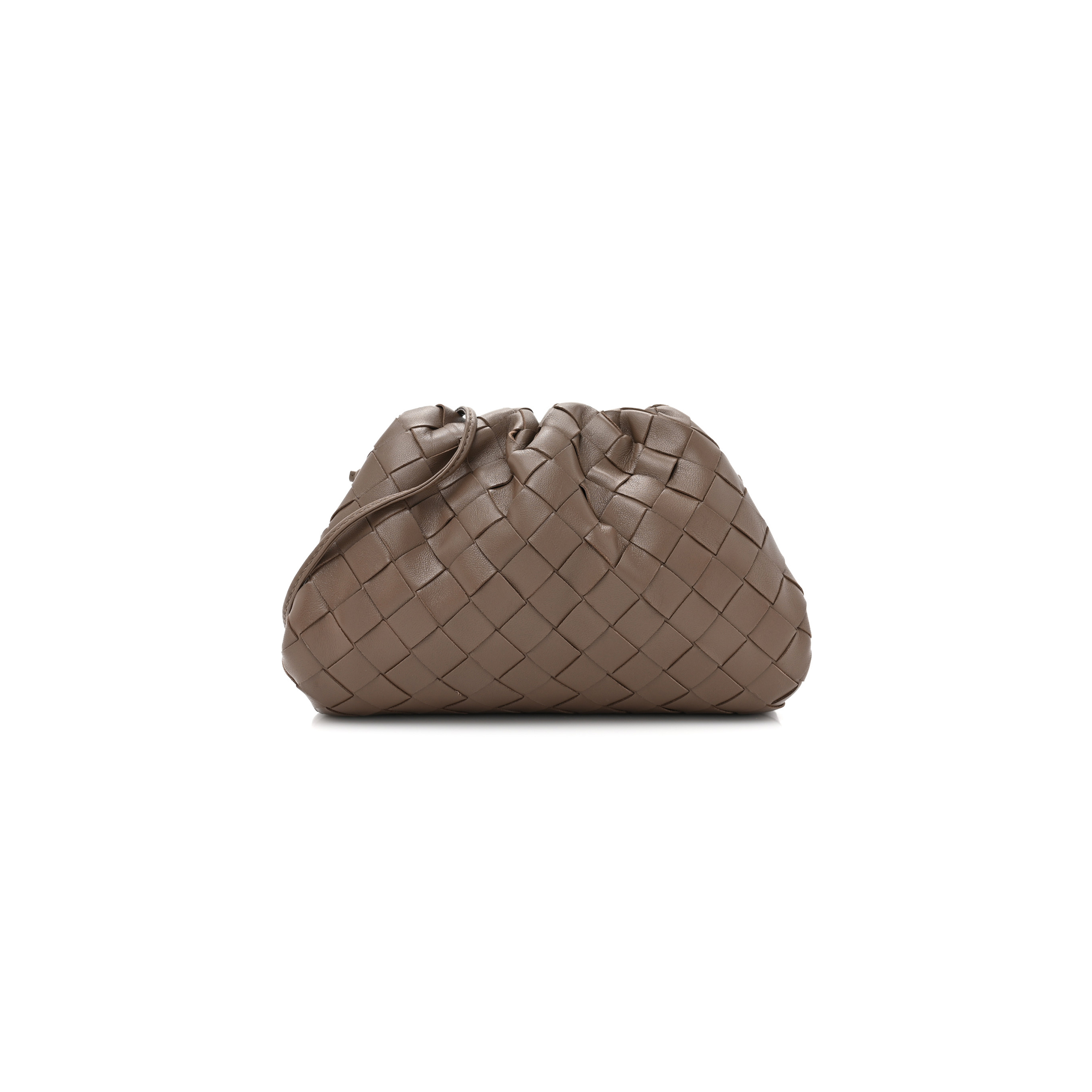 BOTTEGA VENETA NAPPA INTRECCIATO THE MINI POUCH TAUPE GREY 1442829 (22*11*5cm)