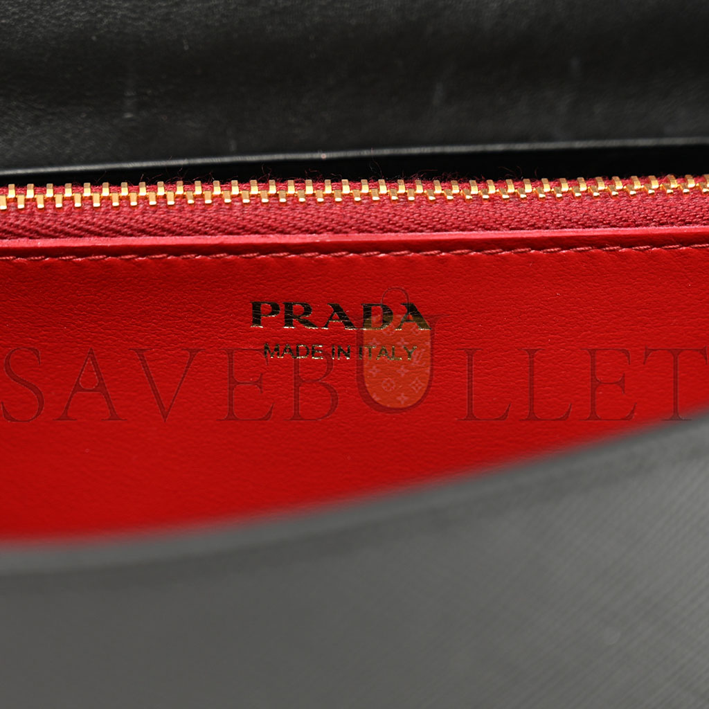 PRADA SAFFIANO WALLET WITH SHOULDER STRAP BLACK (21*14*4cm) PRADA SAFFIANO WALLET WITH SHOULDER STRAP BLACK (21*14*4cm)