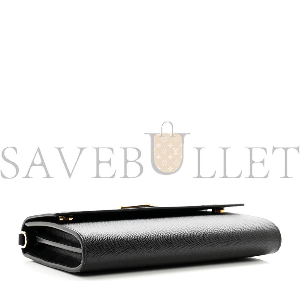PRADA SAFFIANO WALLET WITH SHOULDER STRAP BLACK (21*14*4cm) PRADA SAFFIANO WALLET WITH SHOULDER STRAP BLACK (21*14*4cm)