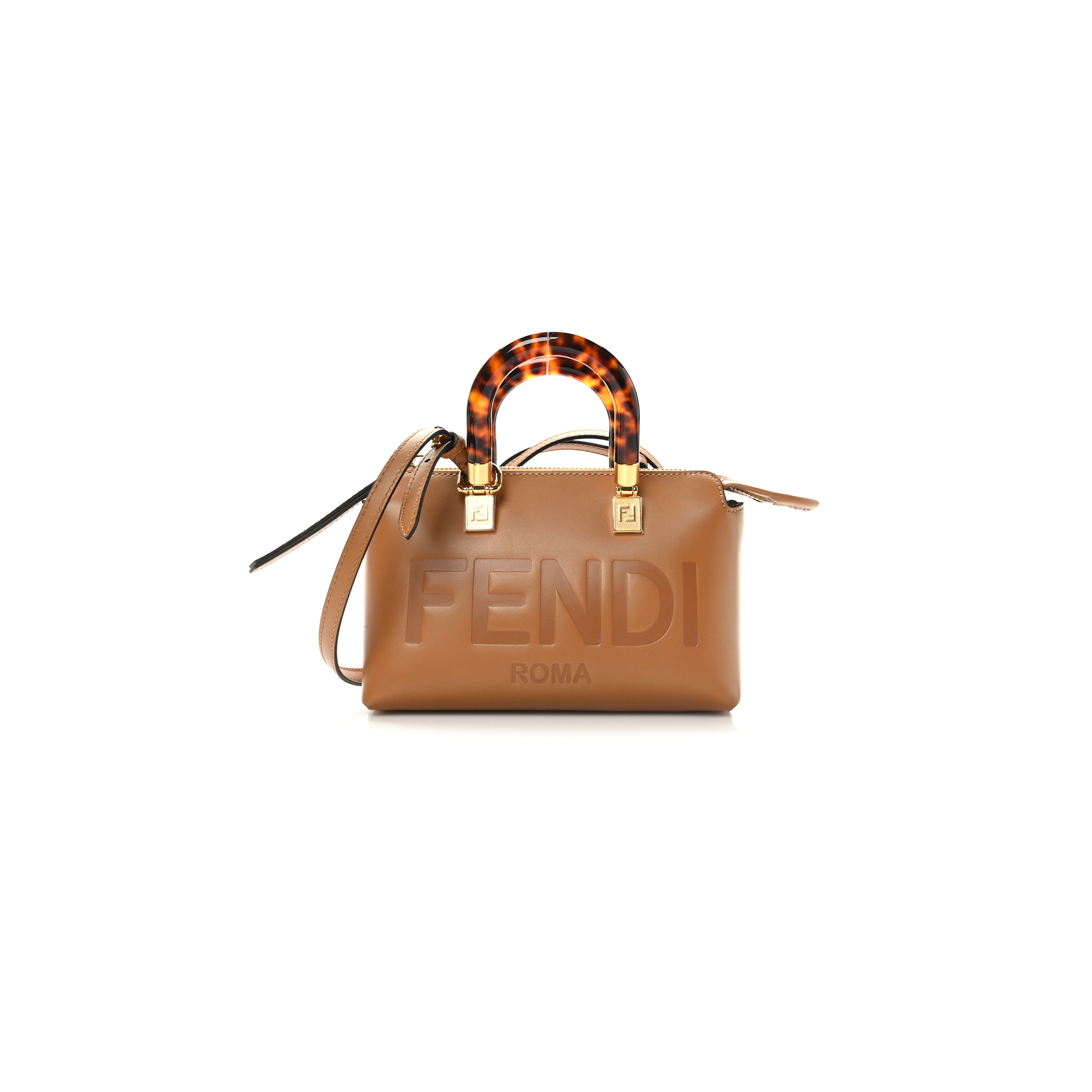 FENDI VITELLO KING PLEXIGLASS LOGO EMBOSSED MINI BY THE WAY TOP HANDLE BOSTON BAG CARAMELLO (18*11*8cm) FENDI VITELLO KING PLEXIGLASS LOGO EMBOSSED MINI BY THE WAY TOP HANDLE BOSTON BAG CARAMELLO (18*11*8cm)