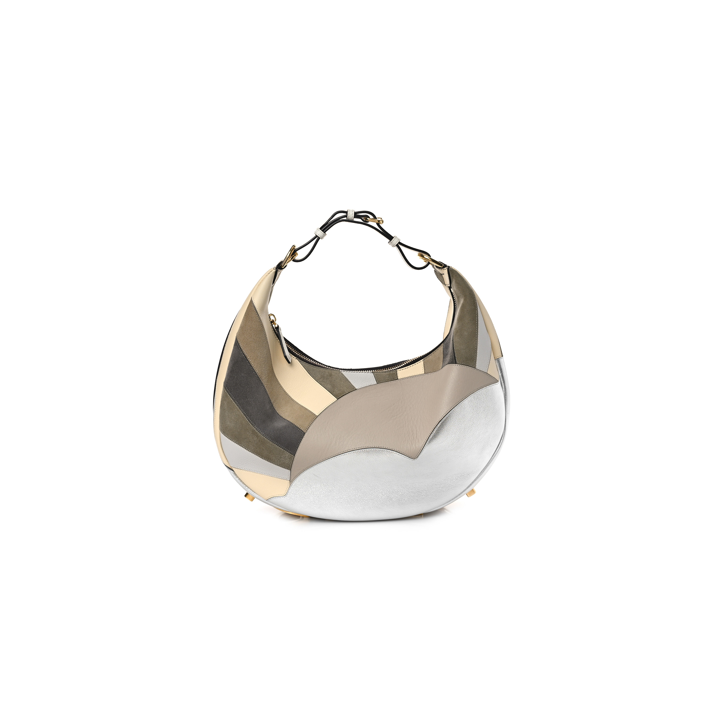 FENDI VITELLO SETA GOATSKIN SUEDE SUN CLOUD INLAY MEDIUM FENDIGRAPHY HOBO BAG MULTICOLOR WHITE ICE (33*30*11cm) FENDI VITELLO SETA GOATSKIN SUEDE SUN CLOUD INLAY MEDIUM FENDIGRAPHY HOBO BAG MULTICOLOR WHITE ICE (33*30*11cm)