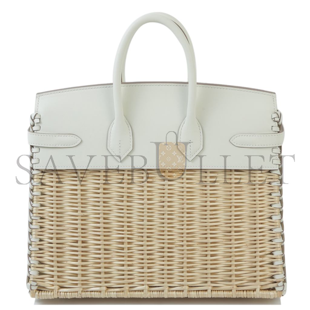 HERMES MASTER BIRKIN 25 CREAM LEATHER SILVER BUCKLE TOTE 296519 (25*20*13cm)