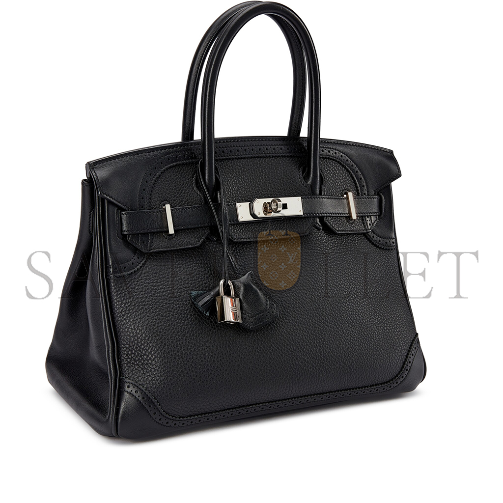 HERMES MASTER BIRKIN 30 WIFT WITH TOGO LEATHER BLACK SILVER BUCKLE BAG 195482 (30*22*15cm)