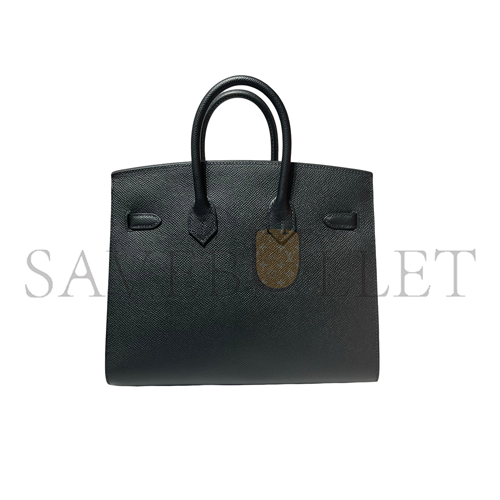 HERMES MASTER BIRKIN 30 OUTER SEAM EPSOM LEATHER CK89 NOIR BLACK SILVER BUCKLE 101329 (30*22*15cm)