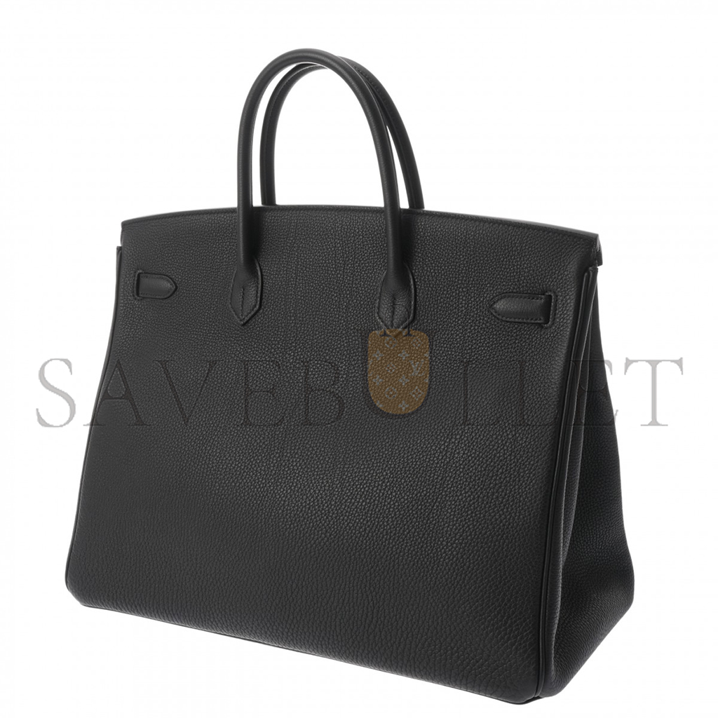 HERMES MASTER BIRKIN 40 89 NOIR BLACK LEATHER SILVER BUCKLE BAG 635330 (40*30*21cm)