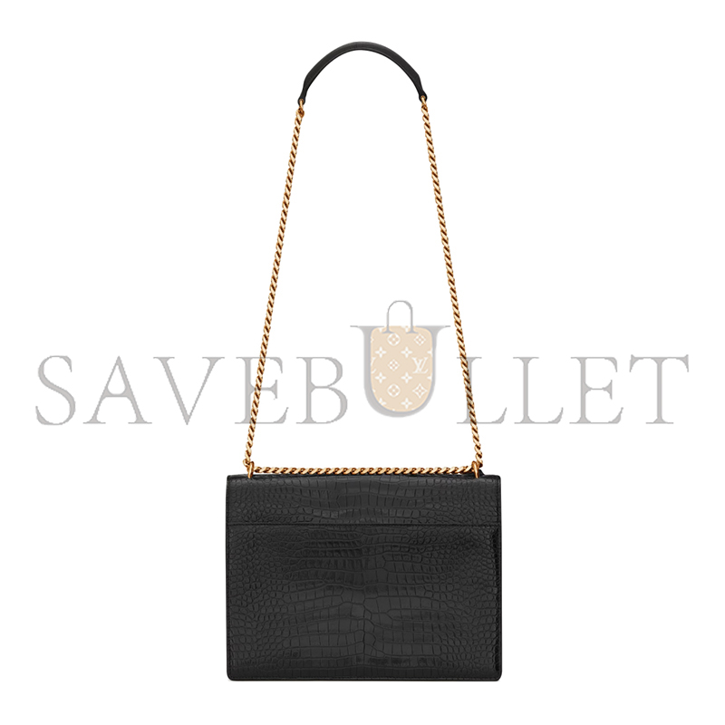 YSL SUNSET LARGE IN CROCODILE-EMBOSSED LEATHER 498779DND0J1000 (27*18*8cm)