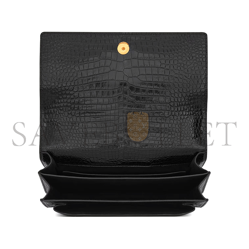 YSL SUNSET LARGE IN CROCODILE-EMBOSSED LEATHER 498779DND0J1000 (27*18*8cm)