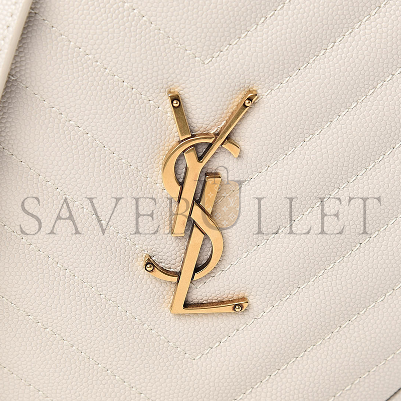 YSL VINYLE ROUND CAMERA BAG IN CHEVRON-QUILTED GRAIN DE POUDRE EMBOSSED LEATHER 6104361GF079207 (17*17*5.5cm)