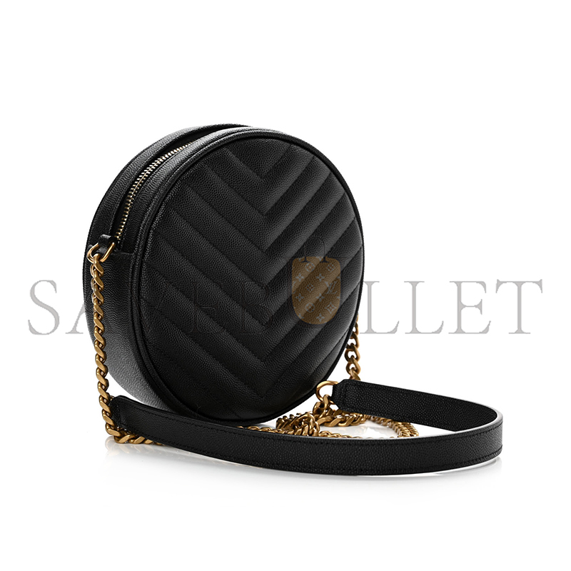 YSL VINYLE IN CHEVRON-QUILTED GRAIN DE POUDRE EMBOSSED LEATHER 6104361GF071000 (17*17*5.5cm)