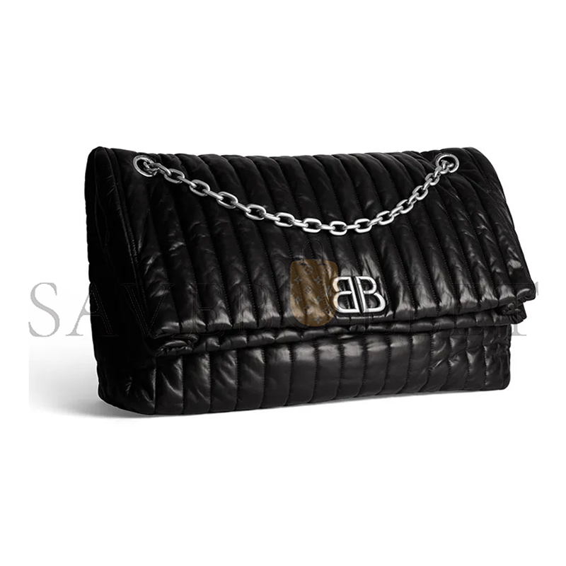 BALENCIAGA WOMEN'S MONACO CHAIN BAG LARGE IN BLACK 7659332AASE1000 (43.5*32*13cm)