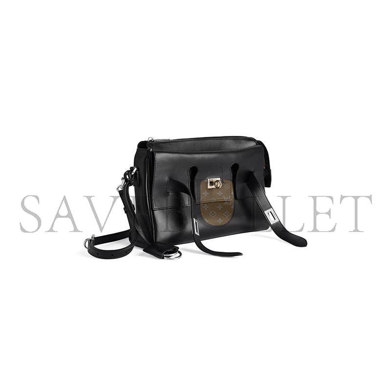 BALENCIAGA MEN'S BEL AIR ZIPPED MESSENGER BAG SMALL IN BLACK 8340322ABAW1000 (29.9*19.8*8.8cm)