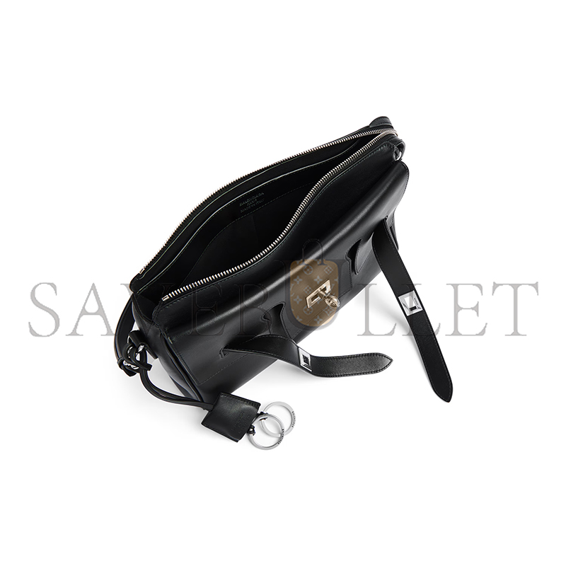 BALENCIAGA MEN'S BEL AIR ZIPPED MESSENGER BAG SMALL IN BLACK 8340322ABAW1000 (29.9*19.8*8.8cm)