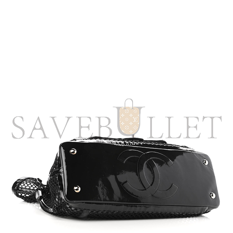 CHANEL PATENT NET LARGE LA MADRAGUE TOTE BLACK 1124296 (36*34*12cm)