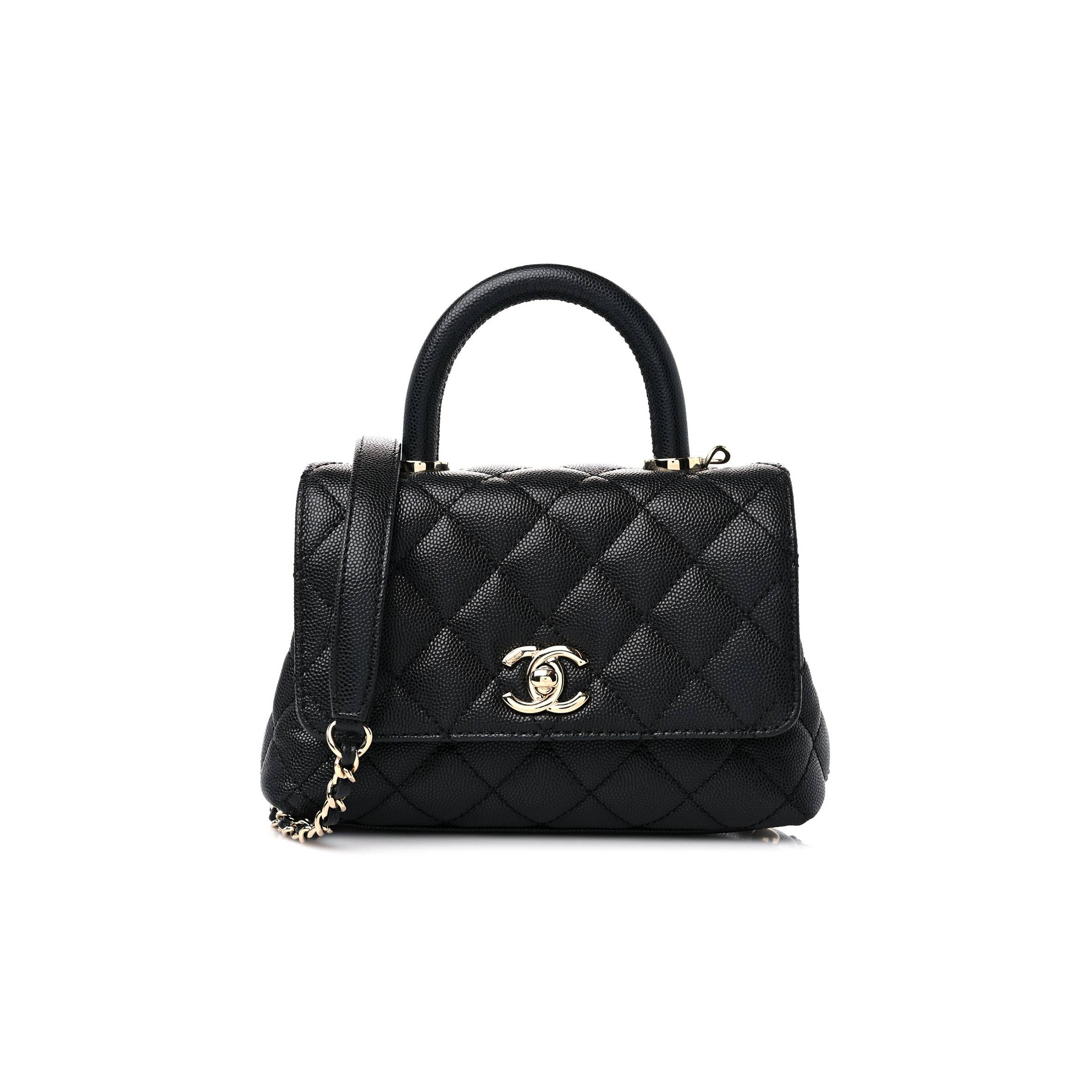 CHANEL CAVIAR QUILTED EXTRA MINI COCO HANDLE FLAP BLACK SILVER HARDWARE (18*13*9cm) CHANEL CAVIAR QUILTED EXTRA MINI COCO HANDLE FLAP BLACK SILVER HARDWARE (18*13*9cm)
