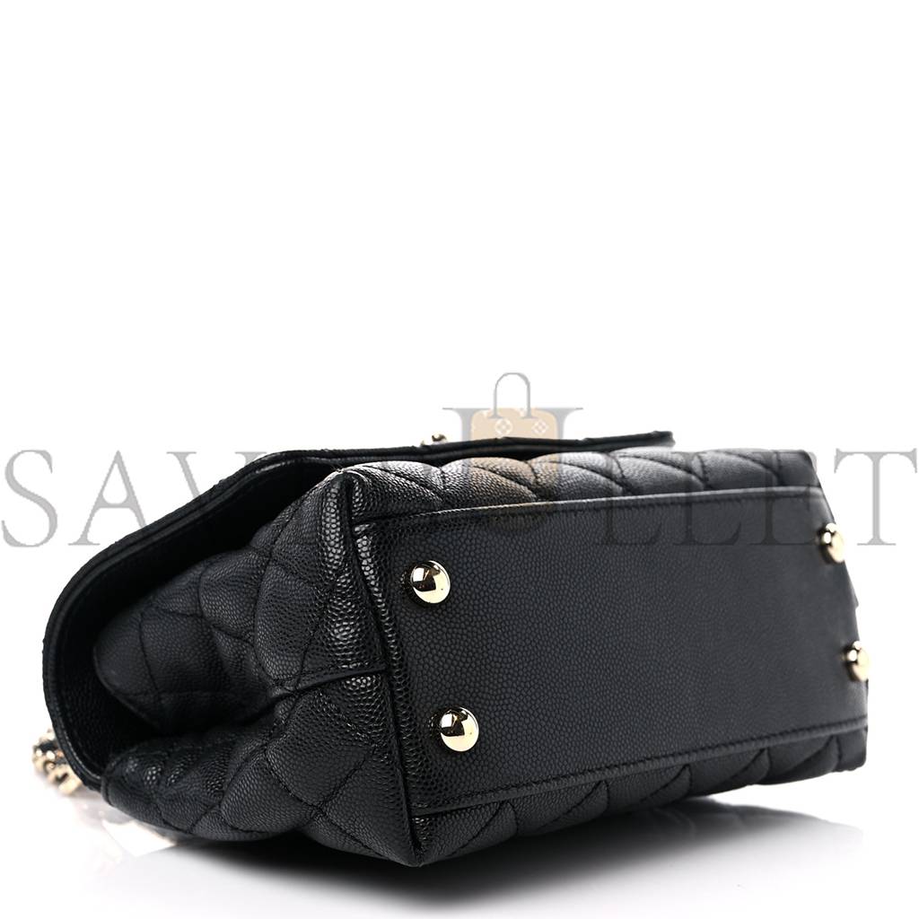 CHANEL CAVIAR QUILTED EXTRA MINI COCO HANDLE FLAP BLACK SILVER HARDWARE (18*13*9cm) CHANEL CAVIAR QUILTED EXTRA MINI COCO HANDLE FLAP BLACK SILVER HARDWARE (18*13*9cm)
