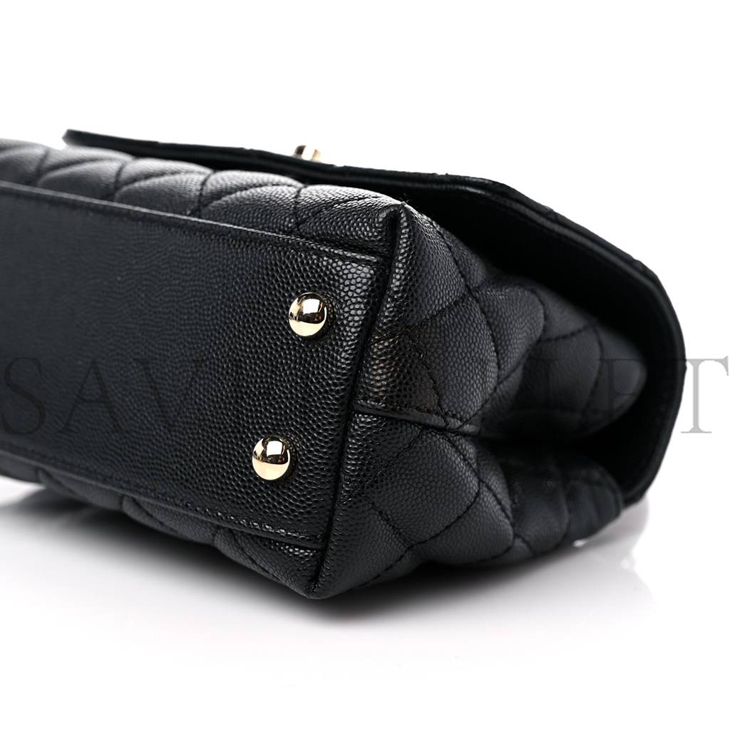 CHANEL CAVIAR QUILTED EXTRA MINI COCO HANDLE FLAP BLACK SILVER HARDWARE (18*13*9cm) CHANEL CAVIAR QUILTED EXTRA MINI COCO HANDLE FLAP BLACK SILVER HARDWARE (18*13*9cm)