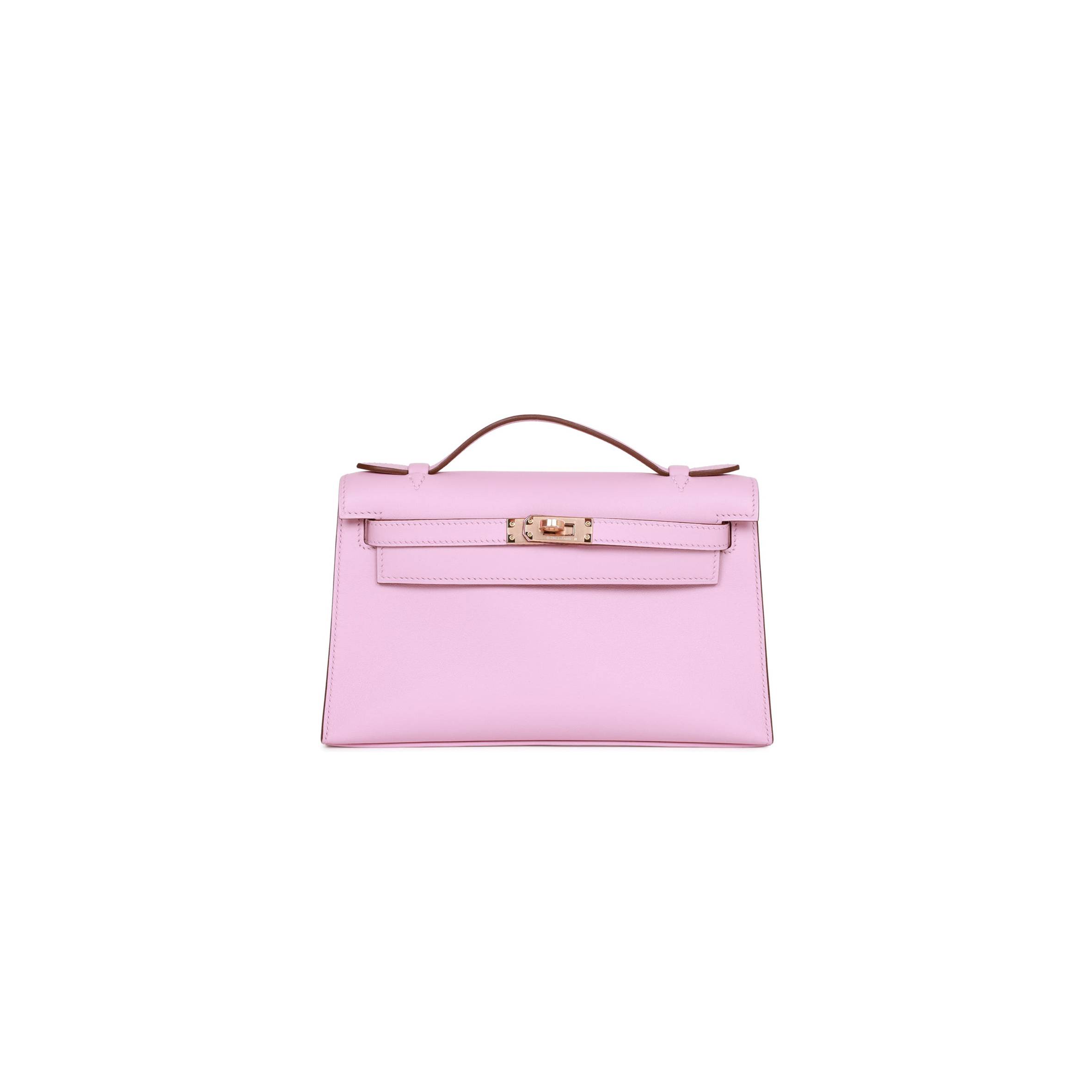 HERMES KELLY POCHETTE MAUVE SYLVESTRE SWIFT ROSE GOLD HARDWARE (22*12*13cm) HERMES KELLY POCHETTE MAUVE SYLVESTRE SWIFT ROSE GOLD HARDWARE (22*12*13cm)