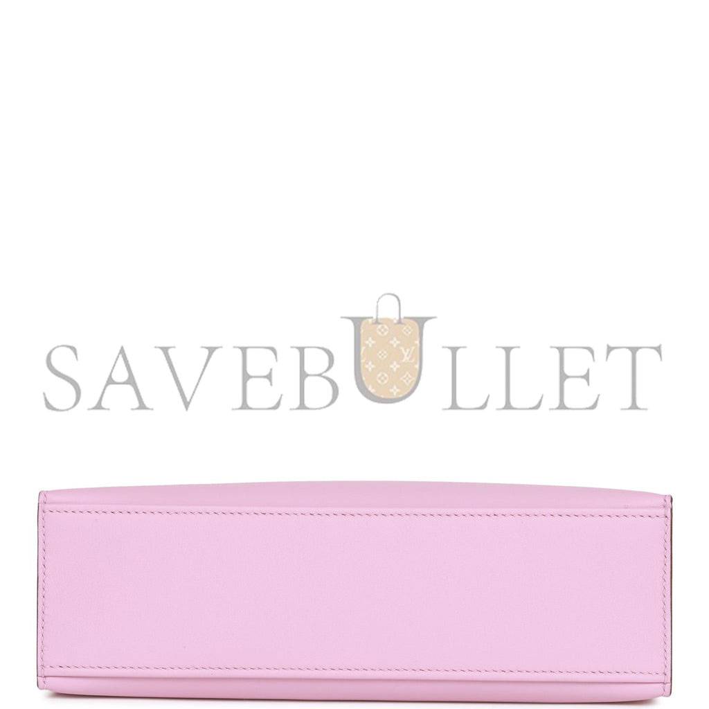 HERMES KELLY POCHETTE MAUVE SYLVESTRE SWIFT ROSE GOLD HARDWARE (22*12*13cm) HERMES KELLY POCHETTE MAUVE SYLVESTRE SWIFT ROSE GOLD HARDWARE (22*12*13cm)