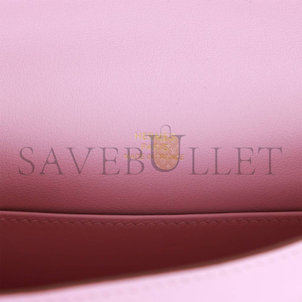 HERMES KELLY POCHETTE MAUVE SYLVESTRE SWIFT ROSE GOLD HARDWARE (22*12*13cm) HERMES KELLY POCHETTE MAUVE SYLVESTRE SWIFT ROSE GOLD HARDWARE (22*12*13cm)