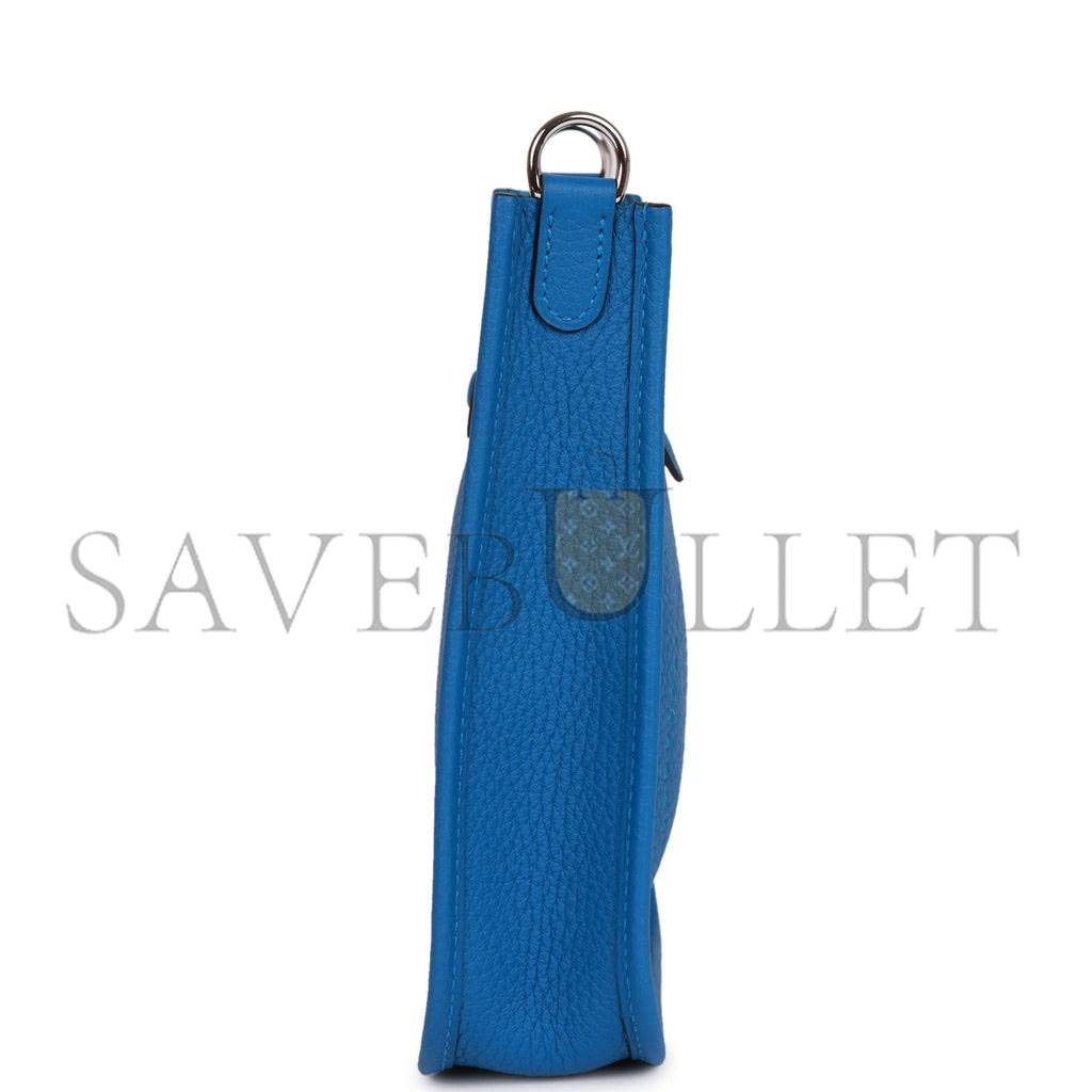 HERMES EVELYNE TPM BLEU MYKONOS CLEMENCE PALLADIUM HARDWARE (17cm) HERMES EVELYNE TPM BLEU MYKONOS CLEMENCE PALLADIUM HARDWARE (17cm)