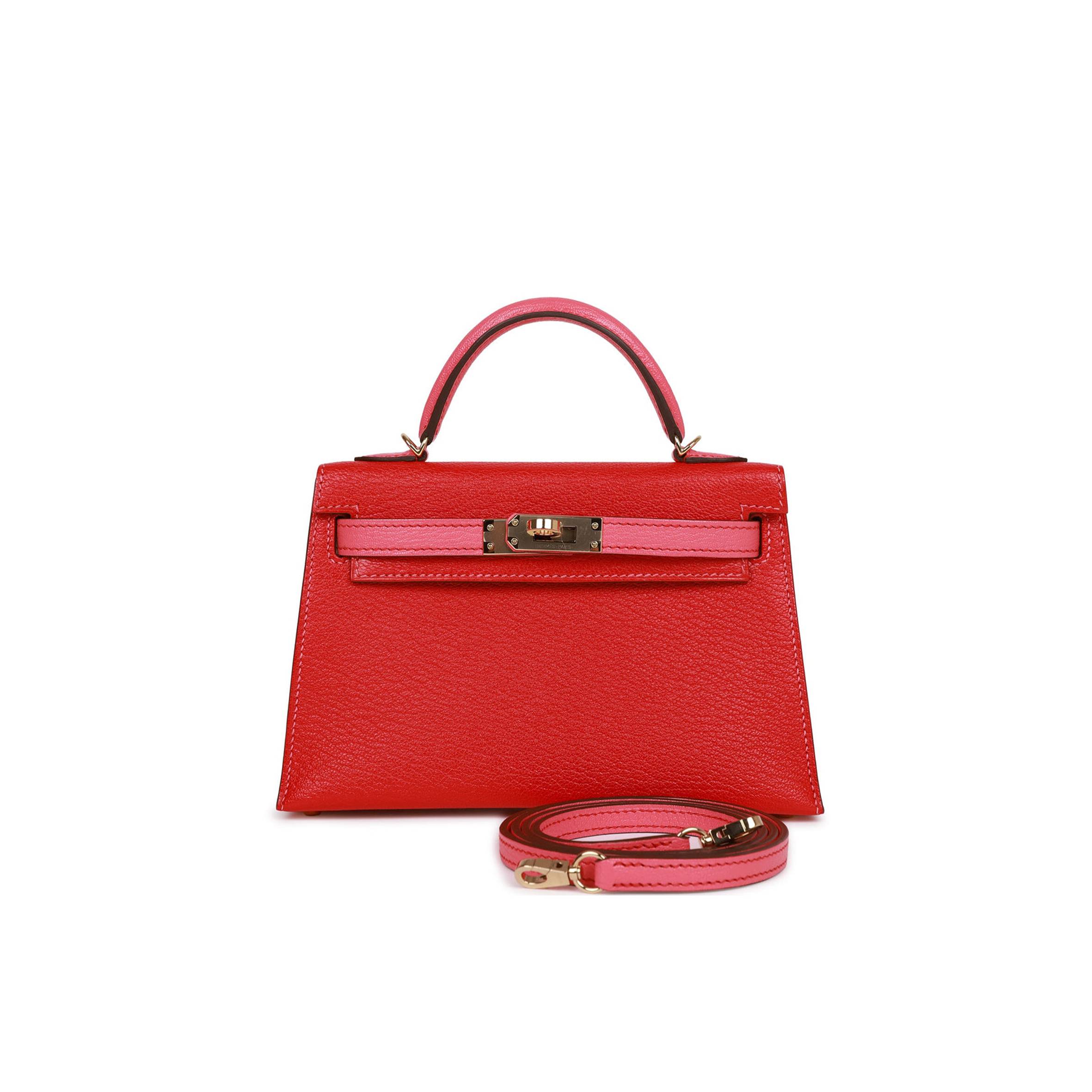 HERMES SPECIAL ORDER (HSS) KELLY MINI SELLIER 20 ROUGE DE COEUR AND ROSE LIPSTICK CHEVRE PERMABRASS HARDWARE (19*12*5.5cm) HERMES SPECIAL ORDER (HSS) KELLY MINI SELLIER 20 ROUGE DE COEUR AND ROSE LIPSTICK CHEVRE PERMABRASS HARDWARE (19*12*5.5cm)