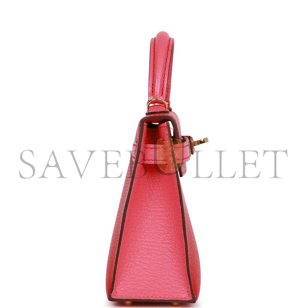 HERMES SPECIAL ORDER (HSS) KELLY MINI SELLIER 20 ROUGE DE COEUR AND ROSE LIPSTICK CHEVRE PERMABRASS HARDWARE (19*12*5.5cm) HERMES SPECIAL ORDER (HSS) KELLY MINI SELLIER 20 ROUGE DE COEUR AND ROSE LIPSTICK CHEVRE PERMABRASS HARDWARE (19*12*5.5cm)