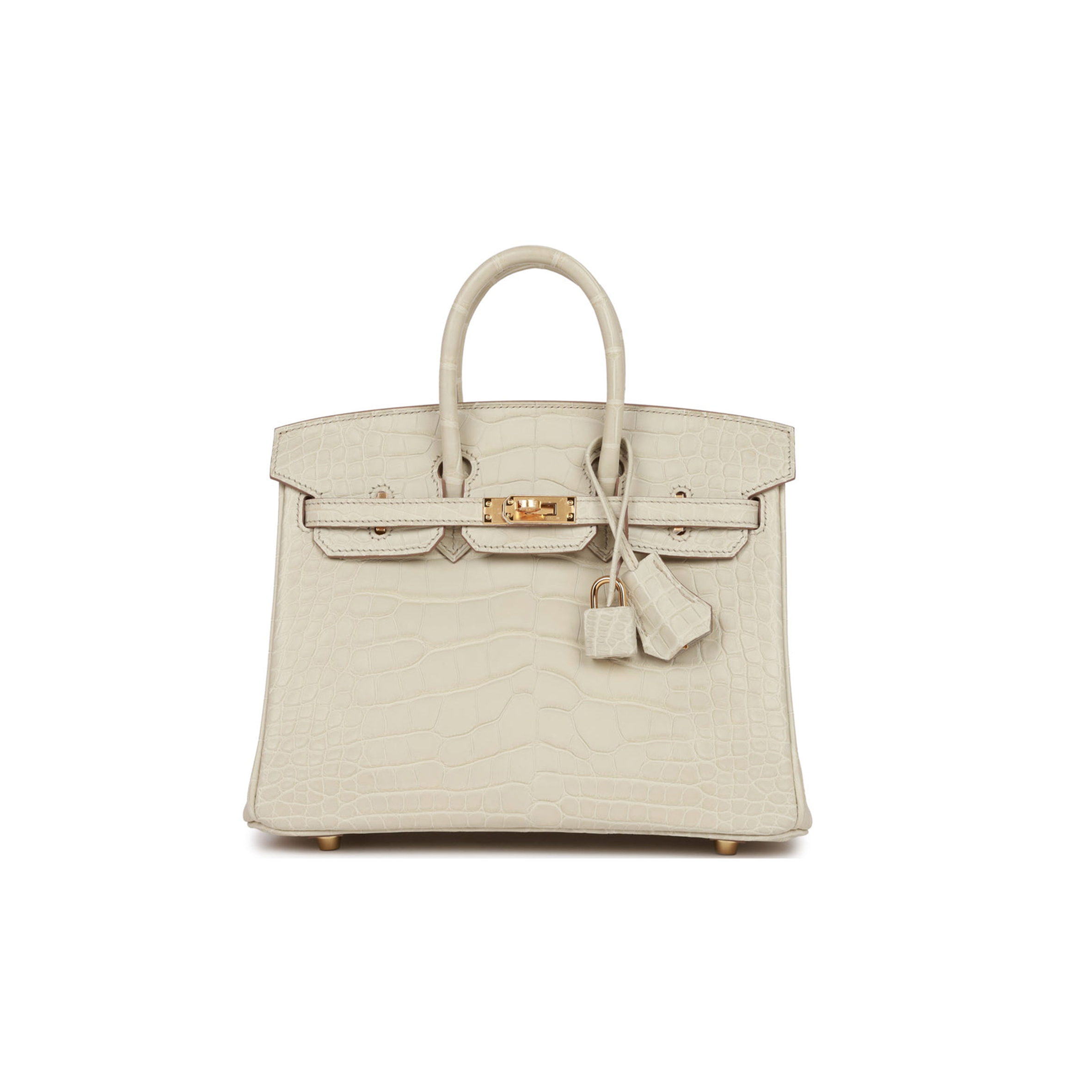 HERMES BIRKIN 25 BETON MATTE ALLIGATOR GOLD HARDWARE HANDMADE (25*19*12cm)