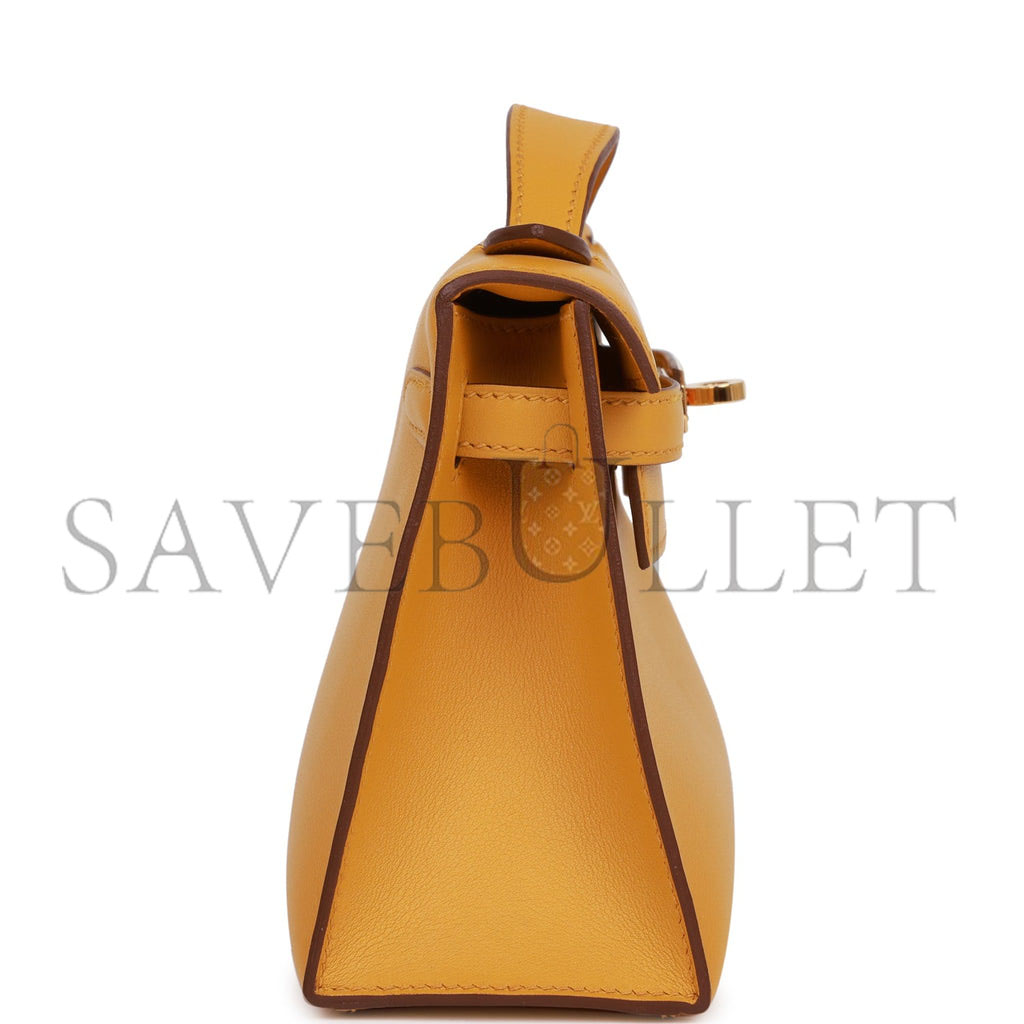 HERMES KELLY POCHETTE JAUNE AMBRE SWIFT GOLD HARDWARE (22*12*13cm) HERMES KELLY POCHETTE JAUNE AMBRE SWIFT GOLD HARDWARE (22*12*13cm)