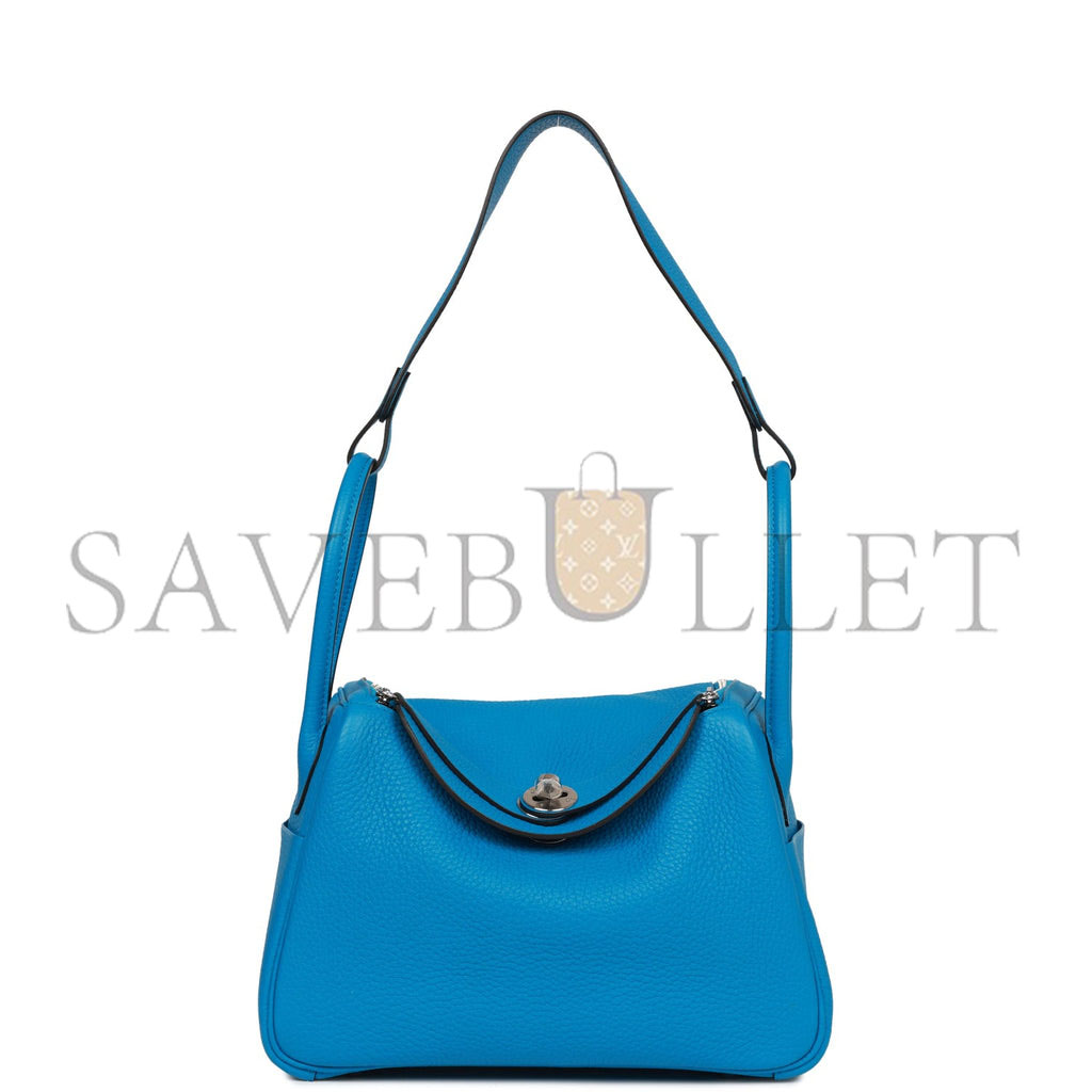 HERMES LINDY 26 BLEU ZANZIBAR VERSO CLEMENCE PALLADIUM HARDWARE(26*18*12cm) HERMES LINDY 26 BLEU ZANZIBAR VERSO CLEMENCE PALLADIUM HARDWARE(26*18*12cm)