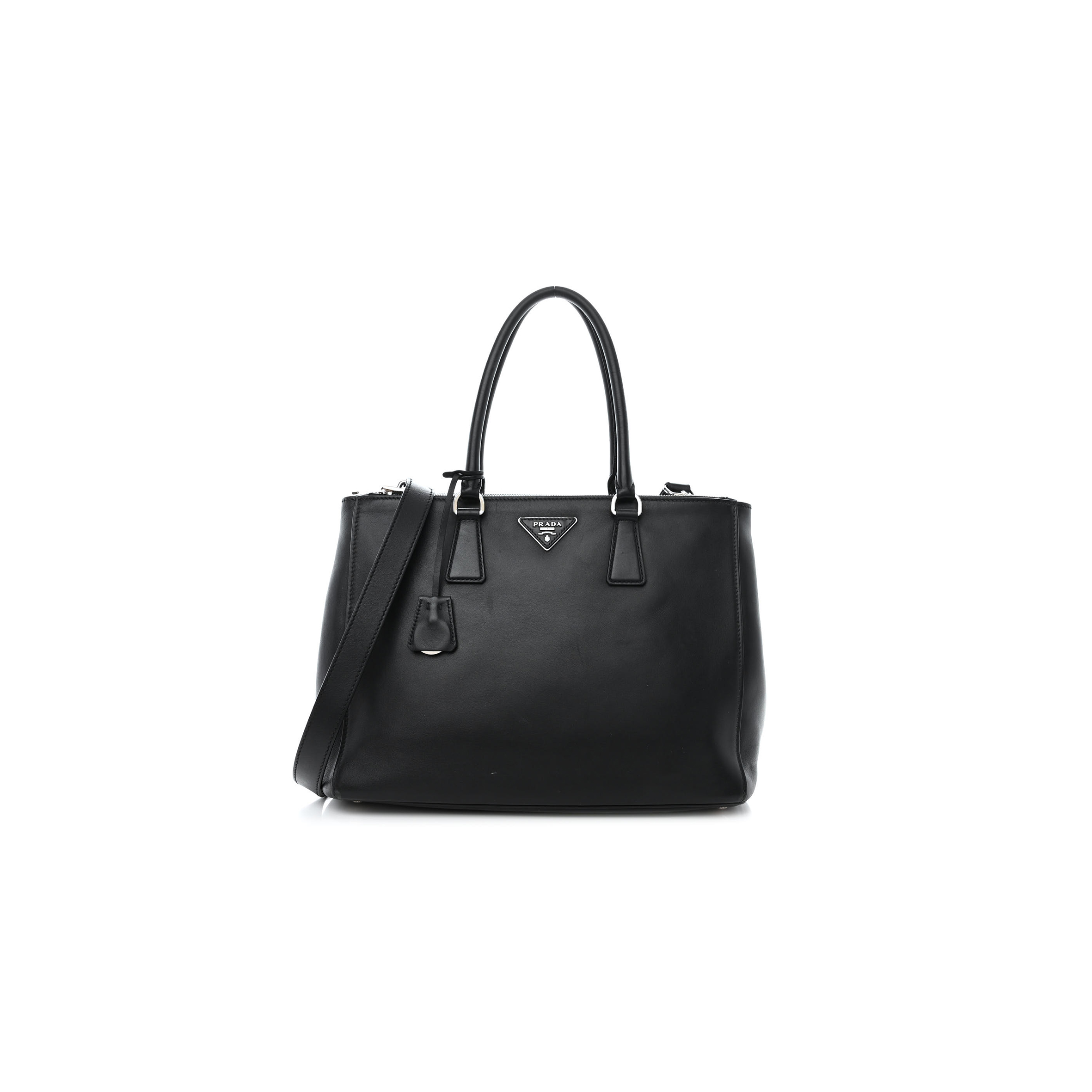 PRADA SOFT CALFSKIN GALLERIA DOUBLE ZIP TOTE BLACK (34*25*15cm) PRADA SOFT CALFSKIN GALLERIA DOUBLE ZIP TOTE BLACK (34*25*15cm)