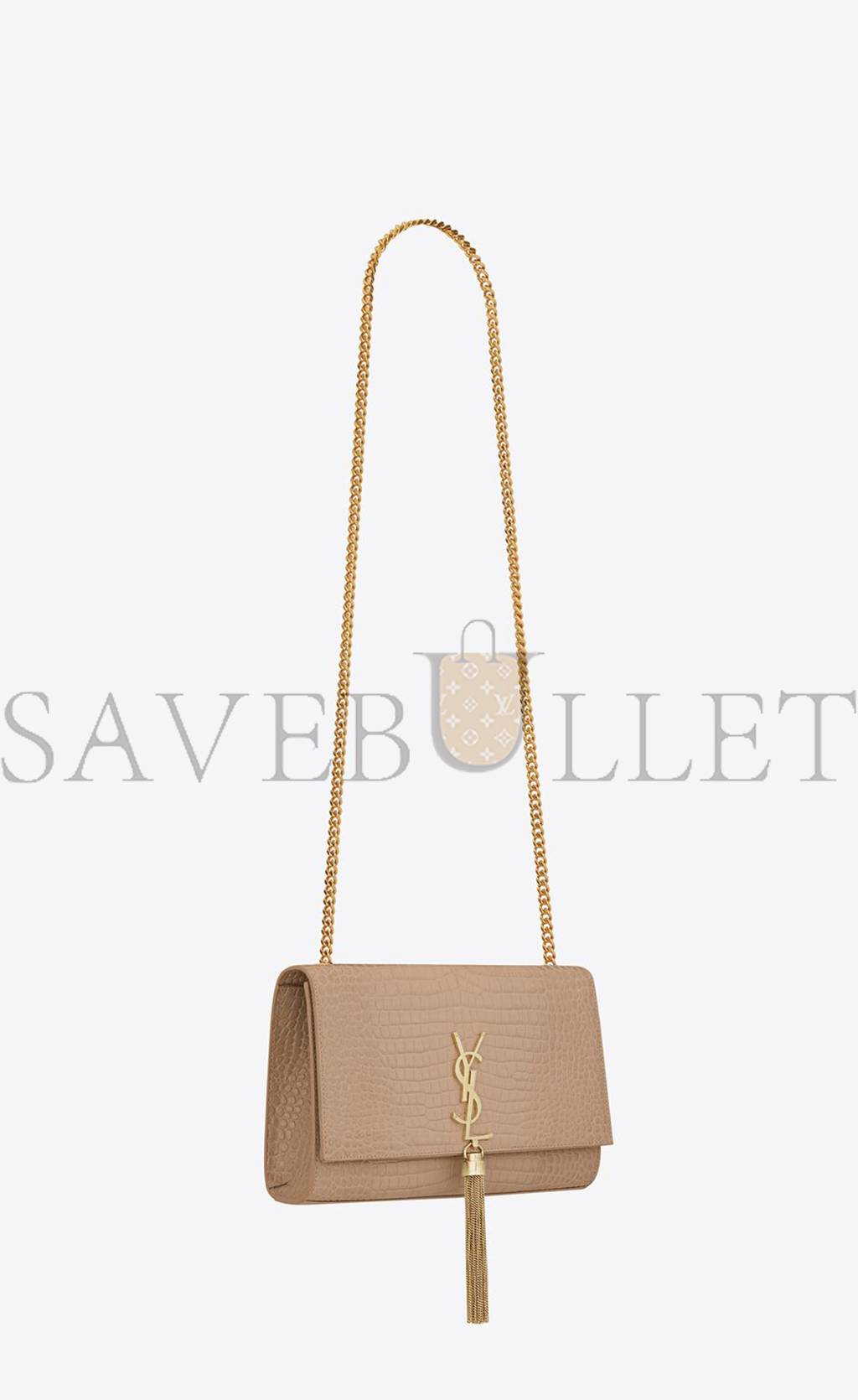 YSL KATE MEDIUM CHAIN BAG WITH TASSEL IN CROCODILE-EMBOSSED SHINY LEATHER 354119DND0J2721 (24*14.5*5.5cm) YSL KATE MEDIUM CHAIN BAG WITH TASSEL IN CROCODILE-EMBOSSED SHINY LEATHER 354119DND0J2721 (24*14.5*5.5cm)