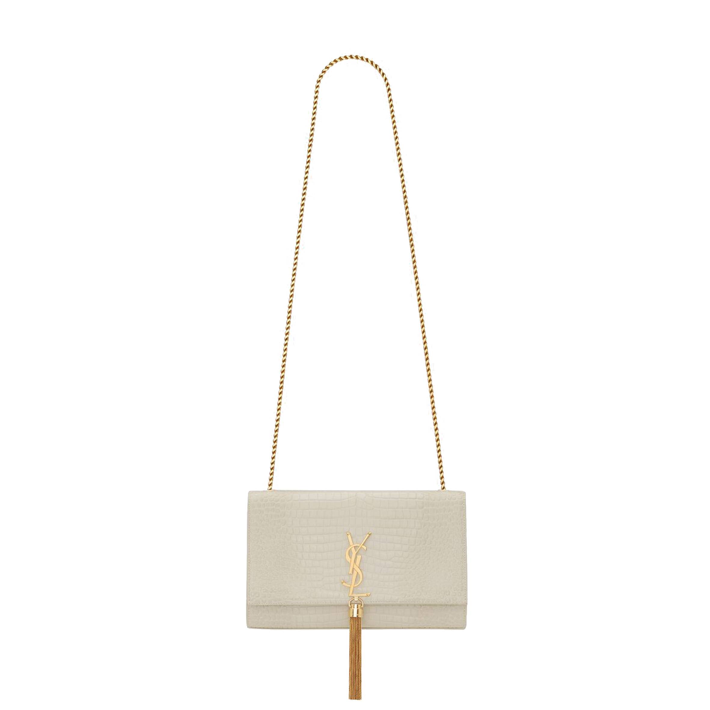 YSL KATE MEDIUM CHAIN BAG WITH TASSEL IN CROCODILE-EMBOSSED SHINY LEATHER 354119DND0J9207 (24*14.5*5.5cm) YSL KATE MEDIUM CHAIN BAG WITH TASSEL IN CROCODILE-EMBOSSED SHINY LEATHER 354119DND0J9207 (24*14.5*5.5cm)