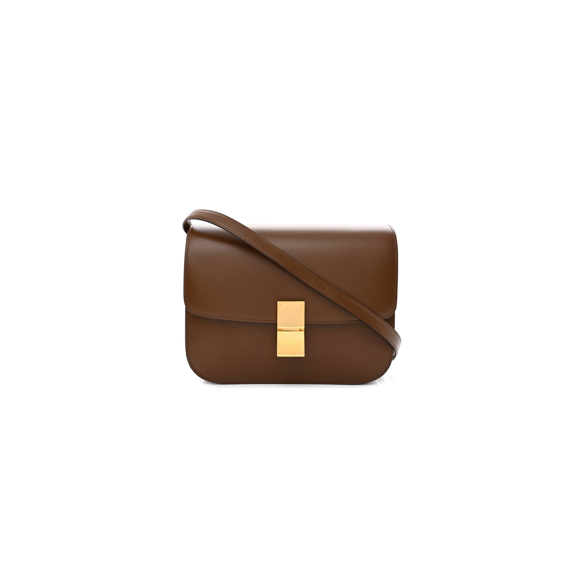 CELINE BOX CALFSKIN MEDIUM CLASSIC BOX FLAP BAG CAMEL (23*20*6cm)