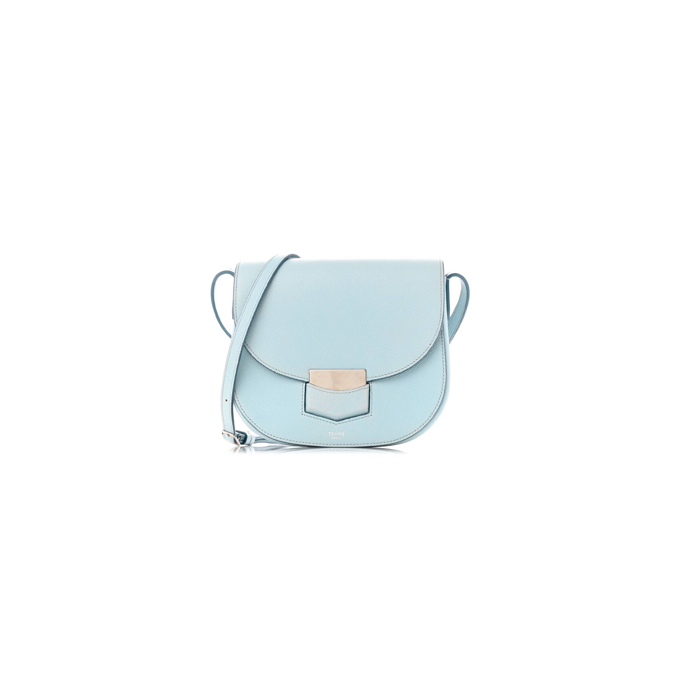 CELINE GRAINED CALFSKIN SMALL TROTTEUR PALE BLUE (18*17*4cm) CELINE GRAINED CALFSKIN SMALL TROTTEUR PALE BLUE (18*17*4cm)
