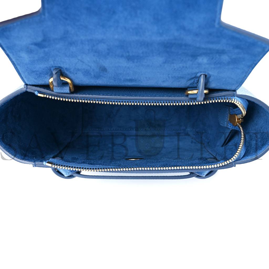 CELINE GRAINED CALFSKIN NANO BELT BAG BLUE (20*19*11cm)