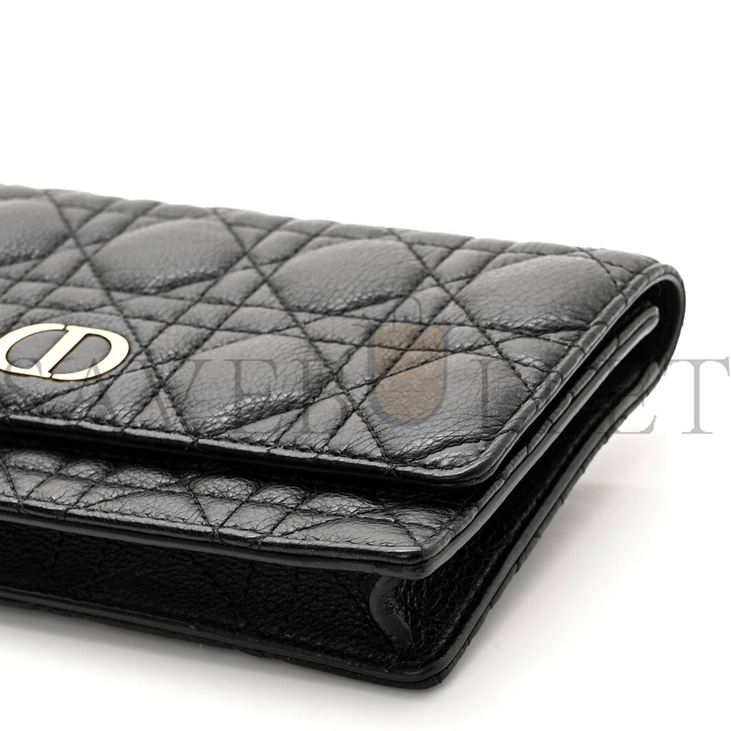 DIOR SUPPLE CALFSKIN CANNAGE CARO BELT POUCH WITH CHAIN BLACK (20*12*3.2cm)