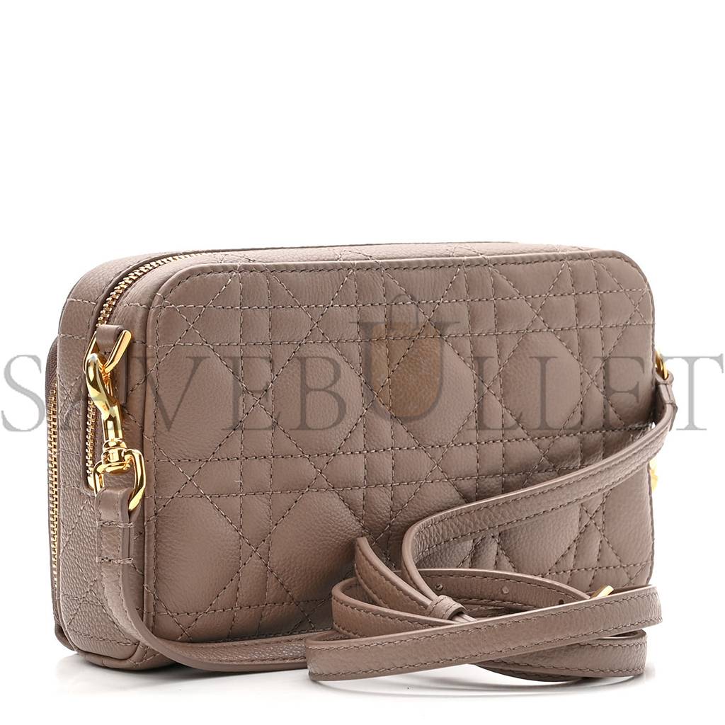 DIOR SUPPLE CALFSKIN CARO DOUBLE POUCH WARM TAUPE (19*11*7cm)