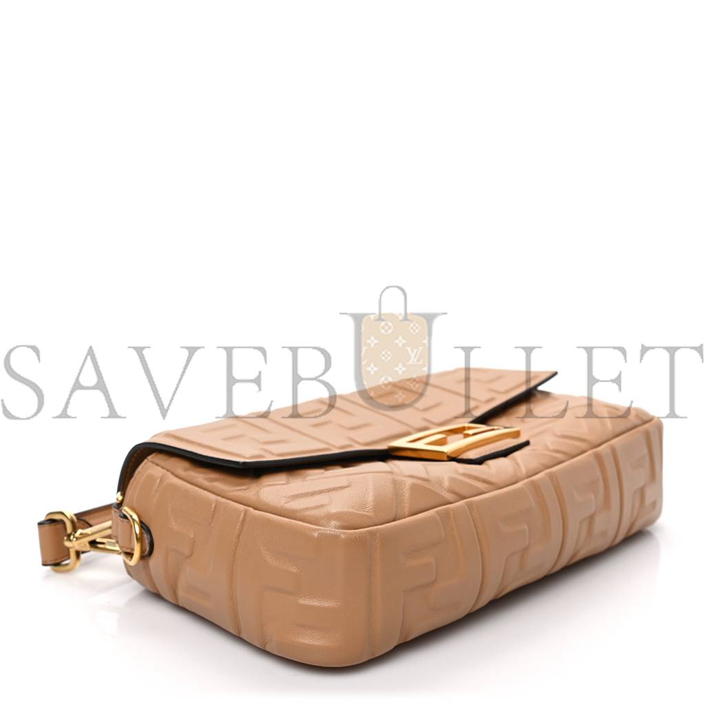 FENDI NAPPA FF 1974 EMBOSSED BAGUETTE MIELE SCURO (27*16*5cm)