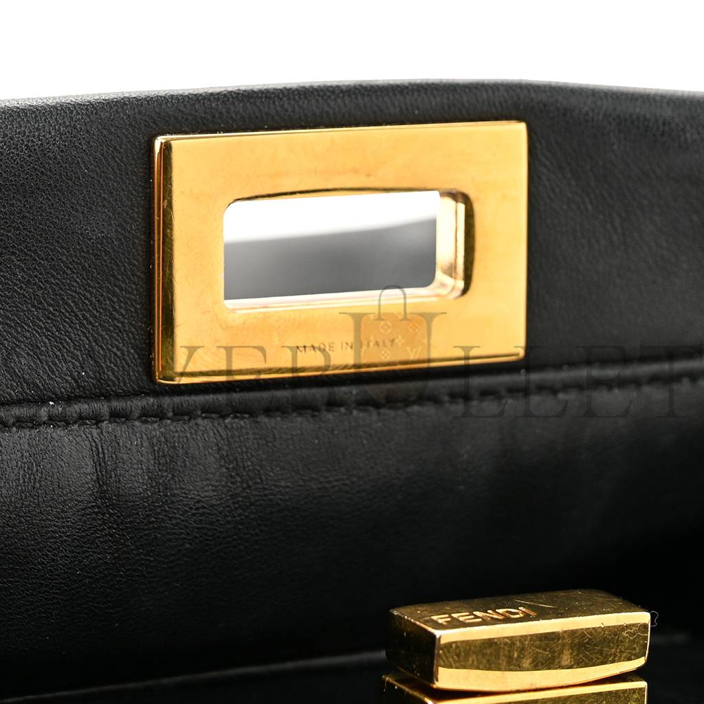 FENDI NAPPA MINI PEEKABOO ICONIC SATCHEL BLACK (23*19*11cm)